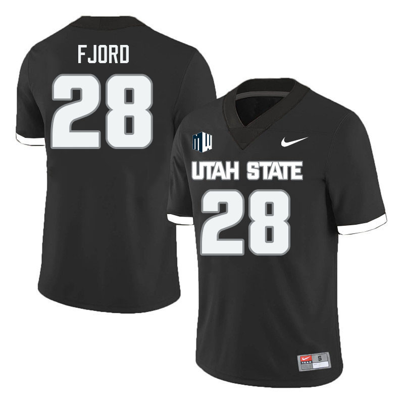 Utah State Aggies #28 Bowen Fjord College Football Jerseys Stitched Sale-Black